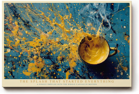 Paul Sinus Wandbild 120x80cm Abstrakte Farbexplosion Gelb Blau Moderne Kunst Kreative Farbspritzer Komposition