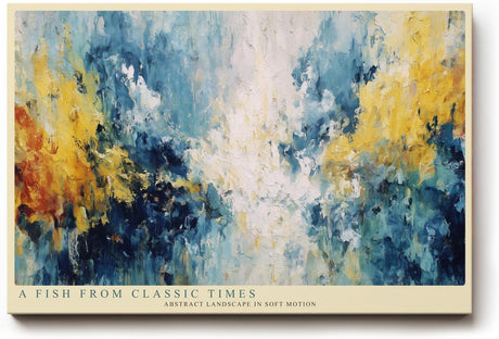 Paul Sinus Wandbild 120x80cm Abstrakte Farblandschaft – Künstlerische Komposition mit Blau Gelb und Weiß für moderne Räume
