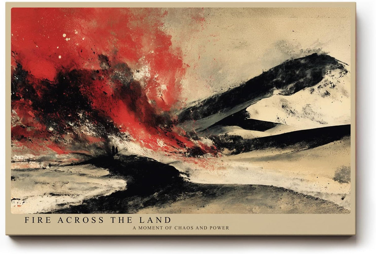 Paul Sinus Wandbild 120x80cm Abstrakte Feuer Landschaft Moderne Kunst LeinWandbild 120x80cm Dynamische Farbexplosion Wanddekoration