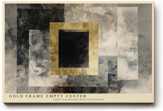 Paul Sinus Wandbild 120x80cm Abstrakte Geometrie mit Goldrahmen Moderne Kunst in Grau Gold Wanddekoration