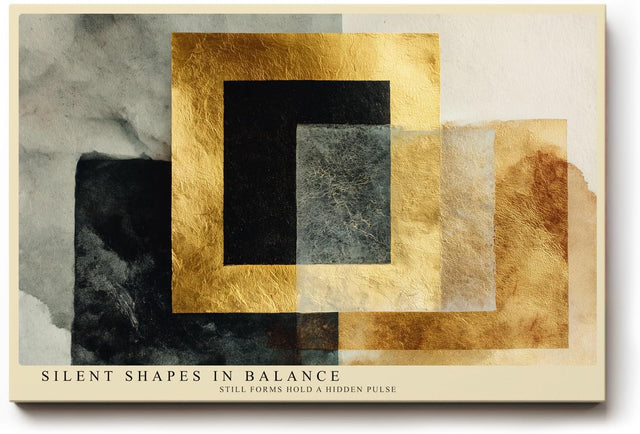 Paul Sinus Wandbild 120x80cm Abstrakte Geometrische Formen in Schwarz Gold und Beige Moderne Kunst für Wohnzimmer Büro und Flur