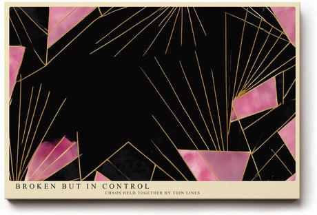 Paul Sinus Wandbild 120x80cm Abstrakte Geometrische Kunst Schwarz Pink Gold Linien Modernes Design Kunstdruck Poster Grosse Wanddekoration fuer Wohnzimmer Schlafzimmer Büro