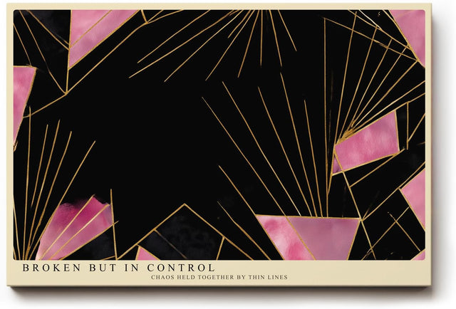Paul Sinus Wandbild 120x80cm Abstrakte Geometrische Kunst Schwarz Pink Gold Linien Modernes Design Kunstdruck Poster Grosse Wanddekoration fuer Wohnzimmer Schlafzimmer Büro