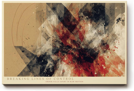Paul Sinus Wandbild 120x80cm Abstrakte Geometrische Kunst in Rot Schwarz Beige Modernes Design für Wohnzimmer Büro und Atelier