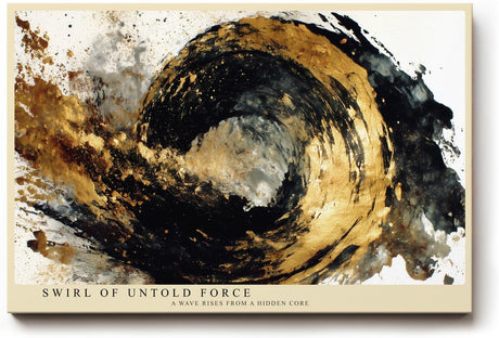 Paul Sinus Wandbild 120x80cm Abstrakte Goldene Welle Moderne Kunst in Schwarz Gold Dynamisches Design für Wohnzimmer Büro und Galerie