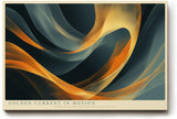 Paul Sinus Wandbild 120x80cm Abstrakte Goldene Wellen Moderne Kunst in Blau und Gold für Wohnzimmer Büro Schlafzimmer