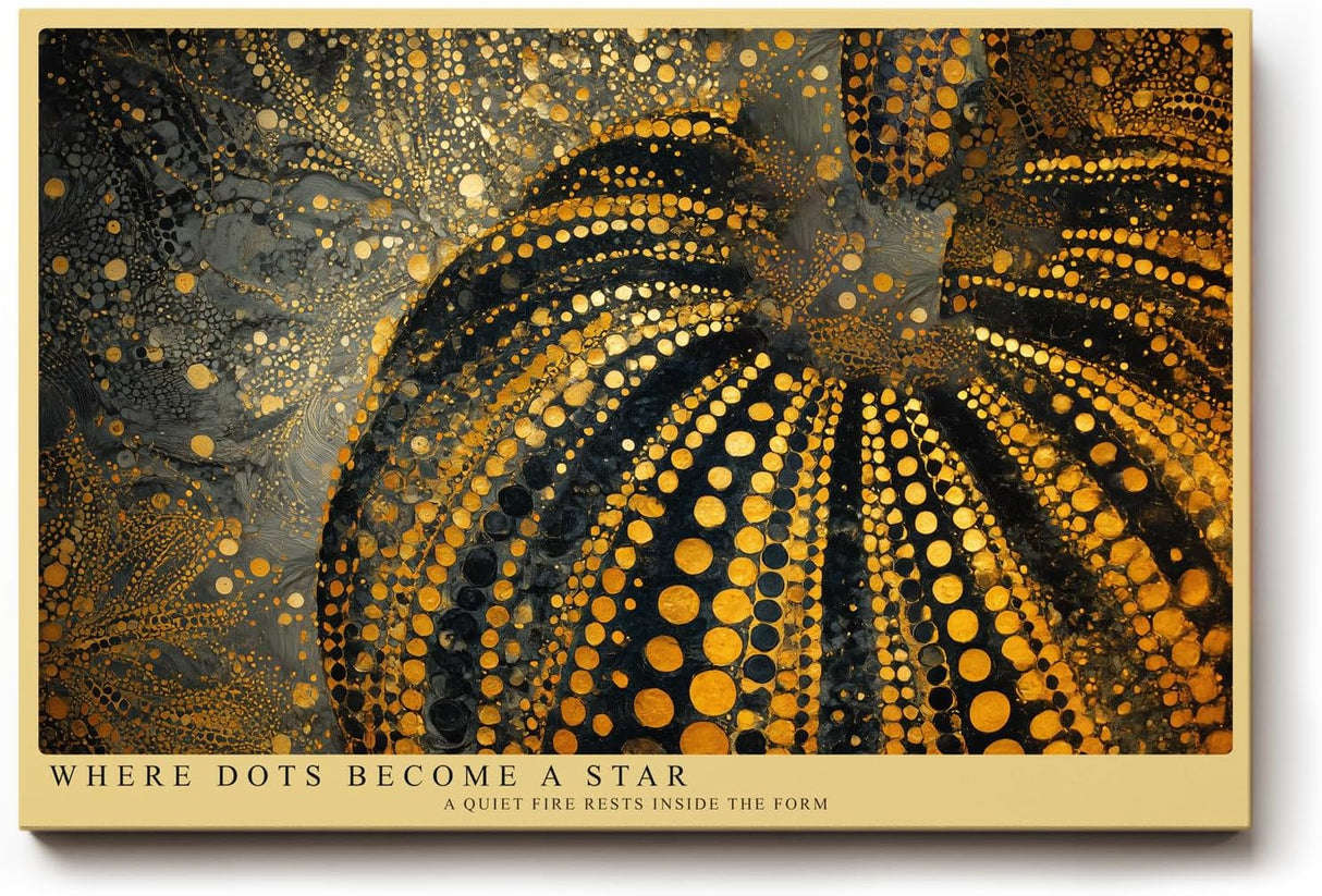 Paul Sinus Wandbild 120x80cm Abstrakte Goldpunkte Struktur Kunst in Schwarz Gold Modernes Design für Wohnzimmer Büro und Galerie