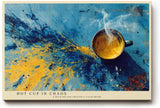 Paul Sinus Wandbild 120x80cm Abstrakte Kaffeetasse Splash Kunst in Blau Gelb Moderne Wanddekoration Kueche