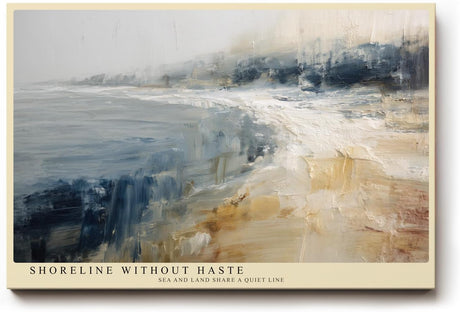 Paul Sinus Wandbild 120x80cm Abstrakte Kueste Landschaft Moderne Kunstmotiv Meer und Strand in sanften Farben
