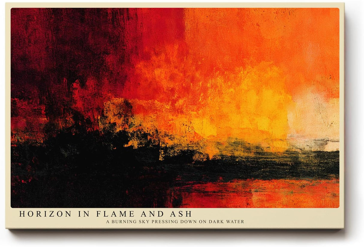 Paul Sinus Wandbild 120x80cm Abstrakte Landschaft Feuer Himmel moderne Kunst Wanddekoration rot orange Wohnzimmer Schlafzimmer