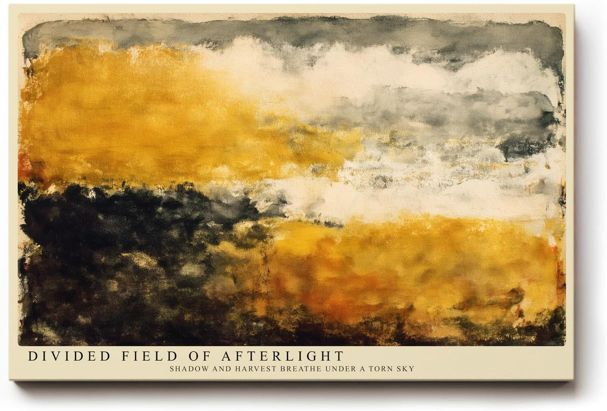 Paul Sinus Wandbild 120x80cm Abstrakte Landschaft Gold Schwarz Moderne Natur Kunstmotiv mit dramatischer Farbkomposition