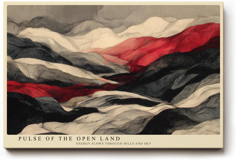 Paul Sinus Wandbild 120x80cm Abstrakte Landschaft in Schwarz Weiß und Rot Moderne Kunst für Wohnzimmer Büro und Atelier