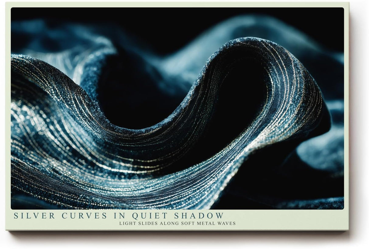 Paul Sinus Wandbild 120x80cm Abstrakte Metall Wellen in Dunkelblau moderne Struktur Kunst elegante Wanddekoration