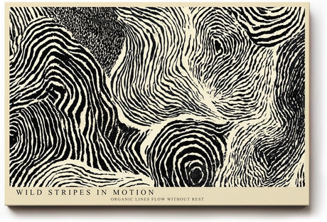 Paul Sinus Wandbild 120x80cm Abstrakte Schwarz Weiss Linienstruktur moderne grafische Kunst Wanddekoration