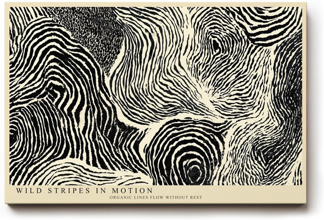 Paul Sinus Wandbild 120x80cm Abstrakte Schwarz Weiss Linienstruktur moderne grafische Kunst Wanddekoration