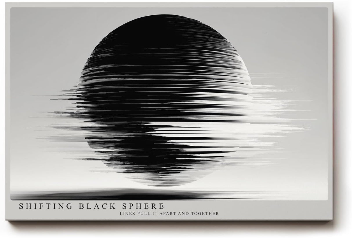 Paul Sinus Wandbild 120x80cm Abstrakte Schwarze Kugel Moderne Minimalistische Kunst Schwarz Weiss Linien Effekt Kunstdruck Poster Grosse Wanddekoration fuer Wohnzimmer Büro