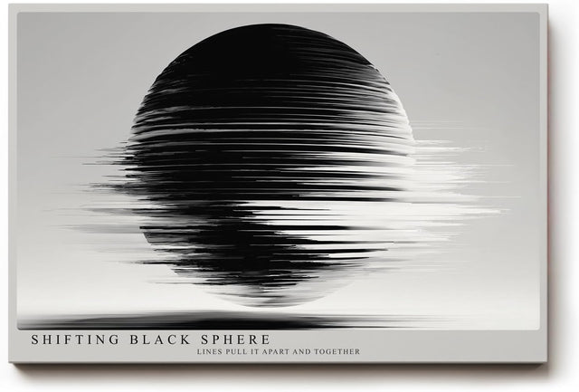 Paul Sinus Wandbild 120x80cm Abstrakte Schwarze Kugel Moderne Minimalistische Kunst Schwarz Weiss Linien Effekt Kunstdruck Poster Grosse Wanddekoration fuer Wohnzimmer Büro