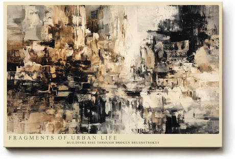 Paul Sinus Wandbild 120x80cm Abstrakte Stadtfragmente – Moderne urbane Kunst mit strukturierten Pinselbewegungen