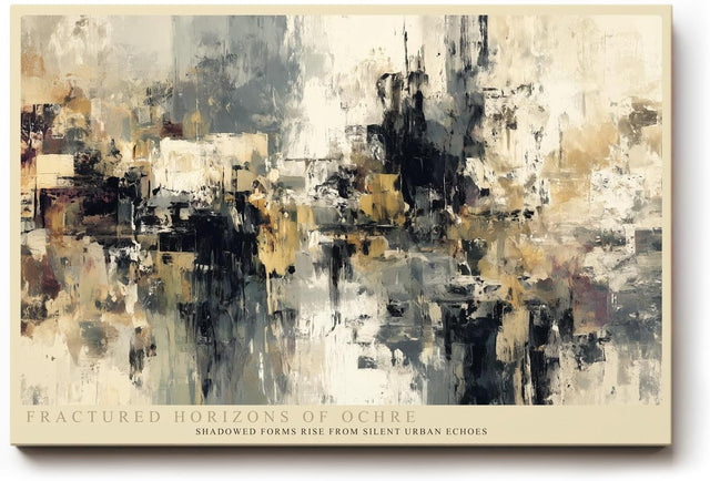 Paul Sinus Wandbild 120x80cm Abstrakte Stadtlandschaft in Beige Schwarz und Ocker Modernes Kunstbild