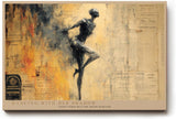 Paul Sinus Wandbild 120x80cm Abstrakte Taenzerin in Bewegung Kunstvolle Figur Collage in Beige Gold Moderne Wanddekoration