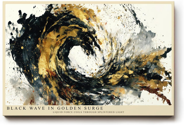 Paul Sinus Wandbild 120x80cm Abstrakte Welle Gold Schwarz moderne Kunst Wanddekoration Wohnzimmer Büro Schlafzimmer