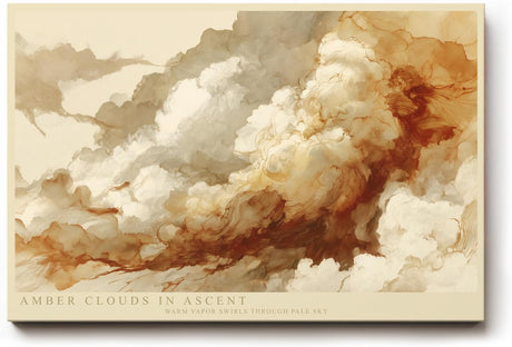 Paul Sinus Wandbild 120x80cm Abstrakte Wolken in Amber Tönen Moderne Kunst mit Luftigen Formen für Wohnzimmer Schlafzimmer