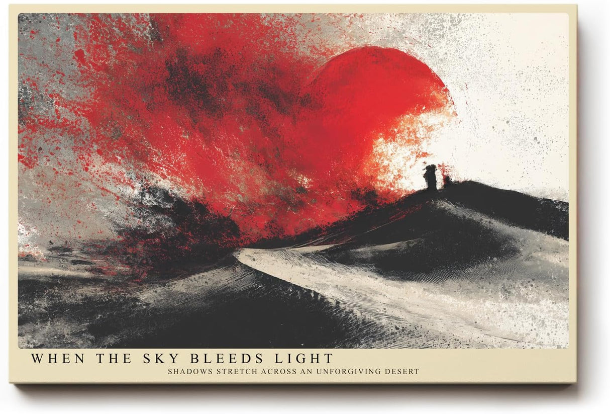 Paul Sinus Wandbild 120x80cm Abstrakte Wueste roter Himmel moderne Landschaft Kunst Wanddekoration minimalistische Natur Szene