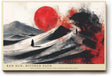 Paul Sinus Wandbild 120x80cm Abstrakte Wuestenszene mit roter Sonne und Silhouetten Moderne Kunst in Schwarz Weiss und Rot