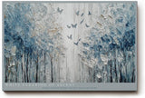 Paul Sinus Wandbild 120x80cm Abstrakter Birkenwald mit Schmetterlingen Strukturkunst in Blau Weiss fuer Wohnzimmer Schlafzimmer und moderne Wohnräume