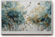 Paul Sinus Wandbild 120x80cm Abstrakter Garten Baeume Blumen Kunstmotiv Moderne Naturmalerei mit Schmetterlingen und sanften Farben