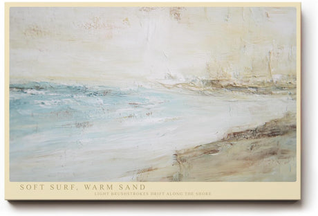 Paul Sinus Wandbild 120x80cm Abstrakter Strand und Meer Moderne Küstenmalerei in Warmen Naturtönen für Wohnzimmer Schlafzimmer