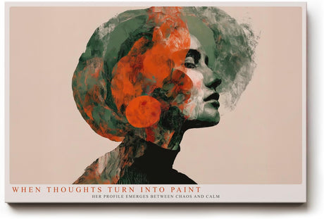 Paul Sinus Wandbild 120x80cm Abstraktes Frauenportraet mit roter Farbstruktur moderne Kunst