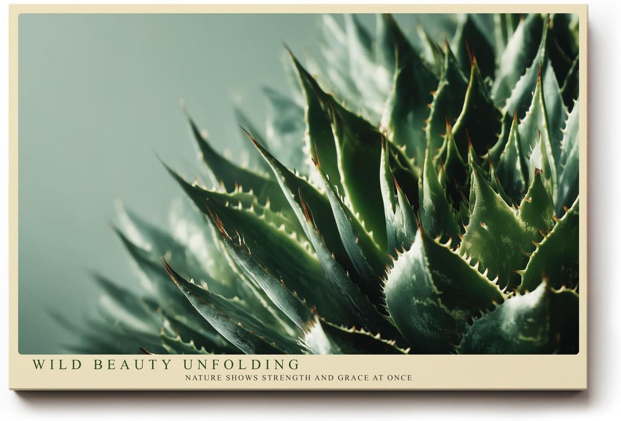 Paul Sinus Wandbild 120x80cm Agave Pflanze Makroaufnahme gruene Naturfotografie moderne botanische Kunst stilvolle Wanddekoration fuer Wohnzimmer Büro
