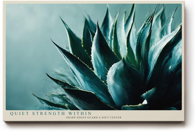 Paul Sinus Wandbild 120x80cm Agave Pflanze Makroaufnahme moderne botanische Kunst gruene Naturfarben stilvolle Wanddekoration fuer Wohnzimmer Büro