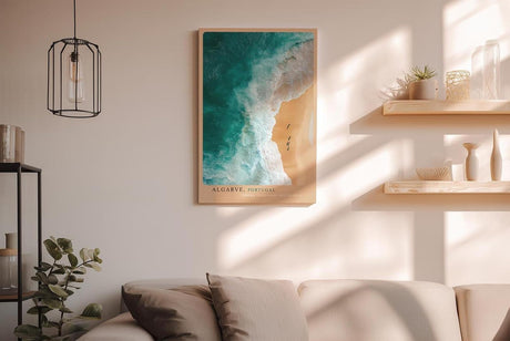 Paul Sinus Wandbild in 40x60cm Algarve Portugal – Luftaufnahme von Küste und Meer in Türkisund Goldtönen