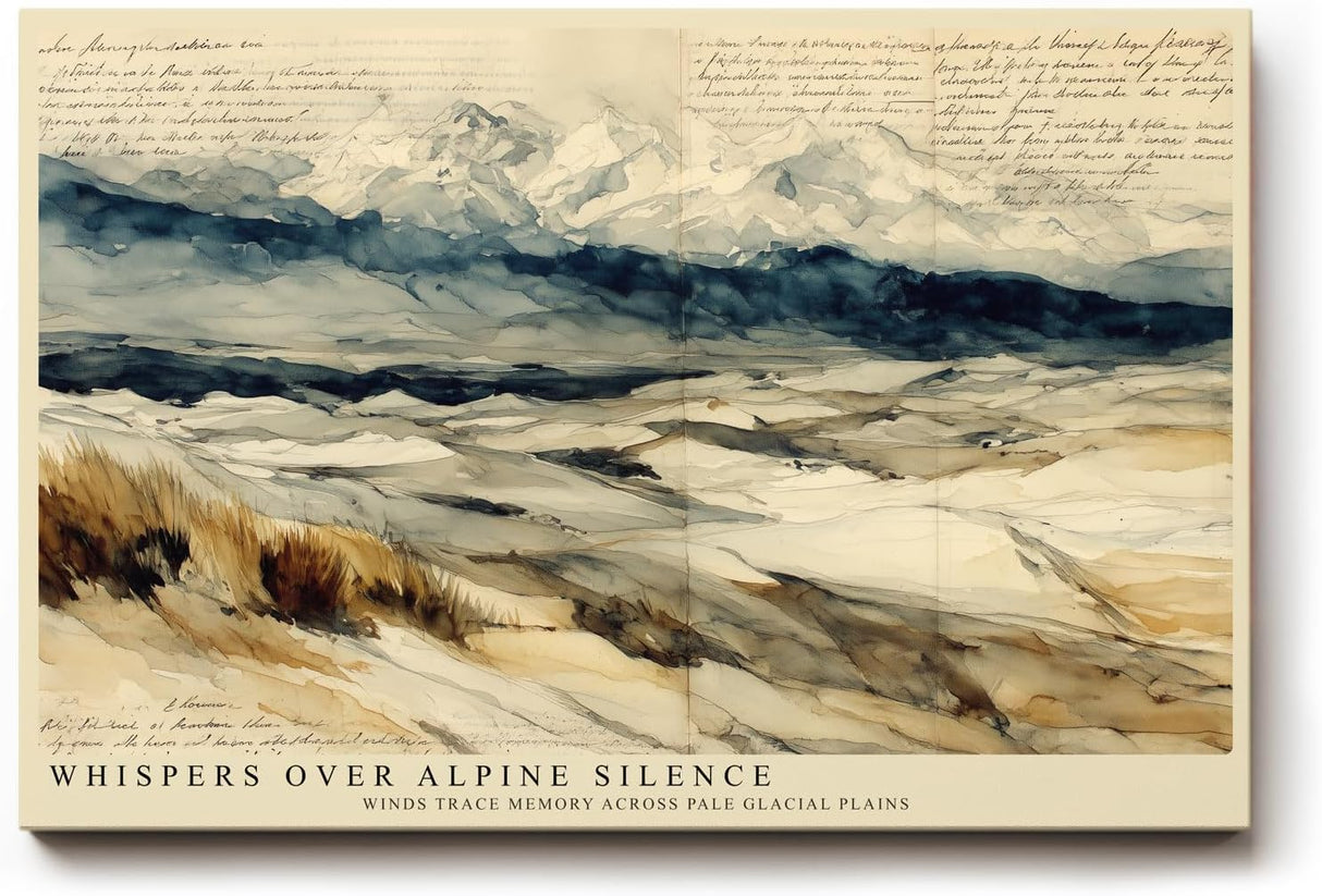 Paul Sinus Wandbild 120x80cm Alpen Landschaft Aquarell Kunst mit Bergen und weiter Natur fuer Wohnzimmer Büro und moderne Wohnräume