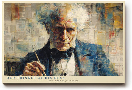 Paul Sinus Wandbild 120x80cm Alter Denker am Schreibtisch – Künstlerisches Porträt eines Gelehrten im klassischen Stil für stilvolle Räume