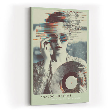 Paul Sinus Wandbild in 40x60cm Analog Rhythms – künstlerisches Porträt im Vintage-Stil mit dynamischem Glitch-Effekt für kreative Raumgestaltung