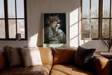 Paul Sinus Wandbild in 40x60cm Anmutige Frau mit Kranich und Blumenkrone in harmonischer Umarmung