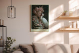 Paul Sinus Wandbild in 40x60cm Anmutige Frau mit Kranich und Blumenkrone in harmonischer Umarmung