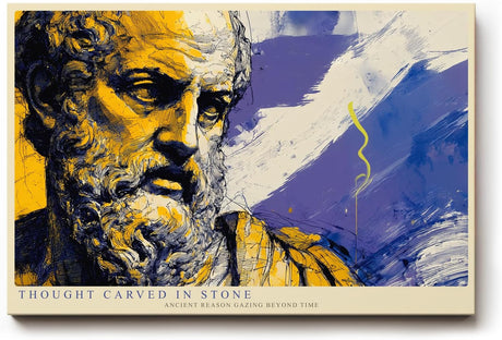Paul Sinus Wandbild 120x80cm Antike Philosophen Statue abstrakte Kunst moderne Skulptur Illustration Wanddekoration Wohnzimmer Büro