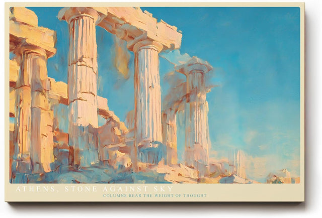 Paul Sinus Wandbild 120x80cm Antike Saeulen Athen Architektur Kunstmotiv Klassische Tempelruinen in warmem Licht