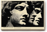 Paul Sinus Wandbild 120x80cm Antike Statue Dreifach Portrait Moderne Klassische Kunst in Schwarz Weiss für Wohnzimmer Büro Flur