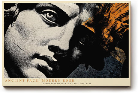 Paul Sinus Wandbild 120x80cm Antike Statue Pop Art Stil Klassische Skulptur Moderne Kunst in Schwarz Gold für Wohnzimmer Büro