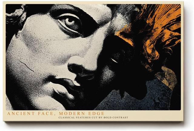 Paul Sinus Wandbild 120x80cm Antike Statue Pop Art Stil Klassische Skulptur Moderne Kunst in Schwarz Gold für Wohnzimmer Büro