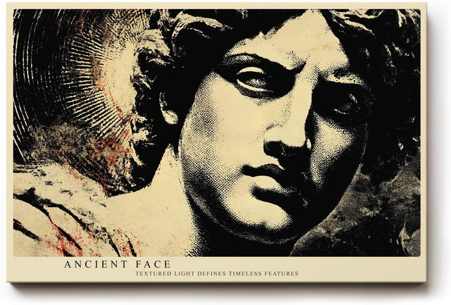 Paul Sinus Wandbild 120x80cm Antike Statue Portrait Moderne Klassische Kunst in Schwarz Gold für Wohnzimmer Büro Flur