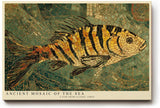 Paul Sinus Wandbild 120x80cm Antikes Fisch Mosaik – Klassische Meereskunst im mediterranen Mosaik Stil