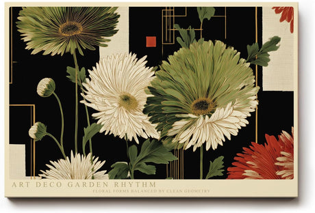 Paul Sinus Wandbild 120x80cm Art Deco Blumen Komposition moderne florale Kunst mit geometrischem Design Wanddekoration