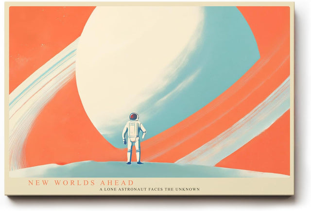 Paul Sinus Wandbild 120x80cm Astronaut Planet futuristische Weltraum Illustration moderne Science Fiction Kunst stilvolle Wanddekoration fuer Wohnzimmer Büro