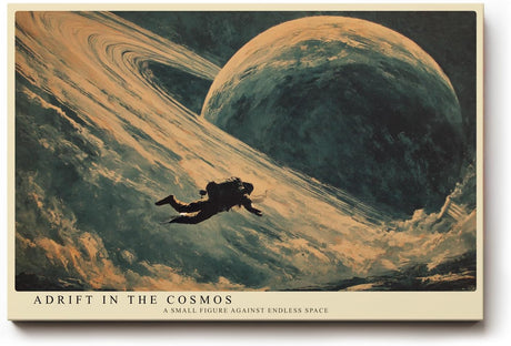 Paul Sinus Wandbild 120x80cm Astronaut im Weltraum Planet kosmische Landschaft Science Fiction Kunstbild moderne Weltraum Wanddekoration fuer Wohnzimmer Büro